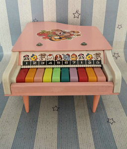 怀旧老库存 80-90年代儿童玩具 木制小钢琴 木琴 十键 可弹