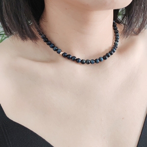 Natural blue tigereye stone high class choker necklace