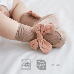 婴儿地板袜春秋冬纯棉宝宝袜子儿童室内防滑隔凉软底长筒学步鞋袜