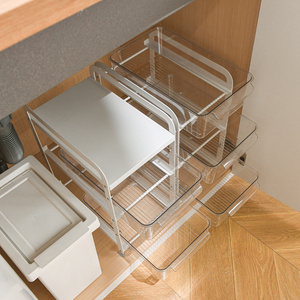 抽拉式厨房下水槽置物架浴室卫生间洗手台储物篮橱柜分层抽屉收纳