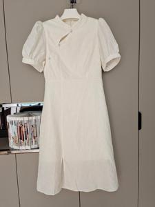 朗斯L商场专柜正品2024年新款夏装女士修身显瘦旗袍款连衣裙
