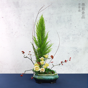 窑变釉陶瓷四足花器复古 客厅桌面鲜花插花器皿大 小盆景盆栽花盆