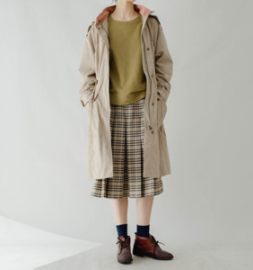 三良洋货店COUDRE法式少女复古撞色米驼色廓形宽松风衣中长款外套