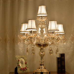 欧式水晶台灯奢华卧室床头灯大气创意玻璃婚房装饰客厅高档婚庆灯