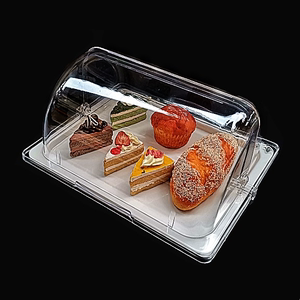透明面包罩蛋糕点心水果盘带盖 试吃盒保鲜凉菜冷餐自助餐展示盘