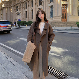褐色双面羊绒大衣女2023年秋冬季新款高端气质中长款羊毛呢子外套
