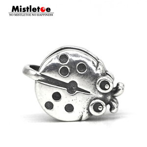 槲寄生Mistletoe S925纯银饰品原创幸运瓢虫扣头 创意可爱风格