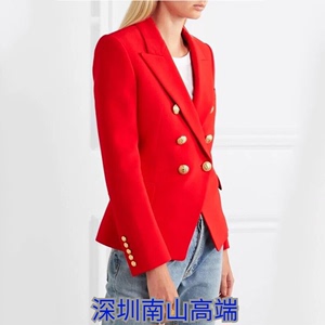2020春季新款大气红色西装外套欧美风走秀风长袖春秋款上衣短外套