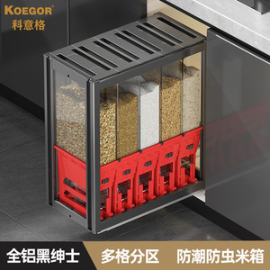 科意格橱柜嵌入式米箱全铝合金厨房家用抽屉式米面箱米桶米柜拉篮