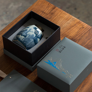 山水之间高档茶叶包装盒创意复古金属盖茶叶罐存茶罐礼盒雕刻定制
