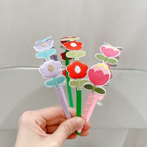 韩国pom pom2023春季新款儿童发饰贴布花朵细边头箍发箍