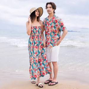 三亚旅游穿搭情侣装沙滩长裙海边度假男衬衫套装泰国云南蜜月拍照
