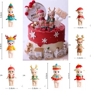 圣诞娃娃天使宝宝鹿角丘比特蛋糕装饰圣诞红帽子麋鹿娃娃公仔摆件