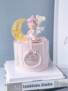 烘焙蛋糕装饰粉色天使贝拉小公主玩偶摆件芭蕾舞蹈女孩生日插牌