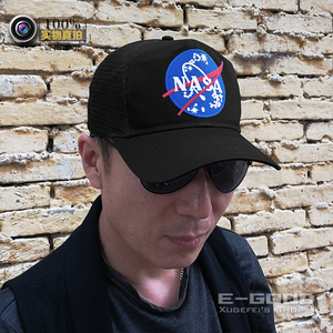 美国宇航局NASA标志透气网眼男女棒球遮阳帽子弯檐可调节国内现货