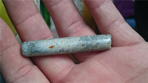 红山文化高古玉管52.2*9.5mm不老白送老玉老件古玩古董勒子管珠