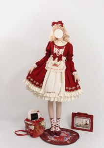 草莓巫女 栃木少女原创新款Lolita草莓刺绣新年连衣裙