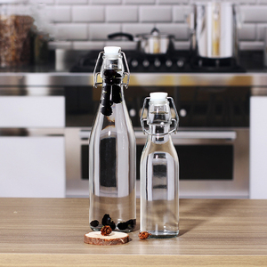 创意玻璃瓶子家用卡扣饮料瓶密封瓶酒瓶密封罐带盖牛奶瓶果汁瓶