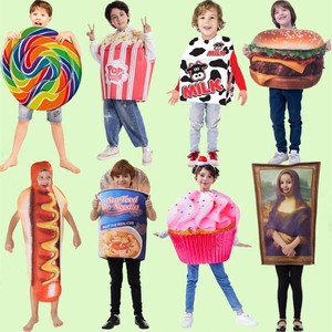 万圣节儿童服装男童热狗汉堡披萨机器人cos服搞怪衣服幼儿园表演