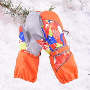 2024秋冬新款儿童加厚保暖滑雪手套男童女童户外防风防水并指手套