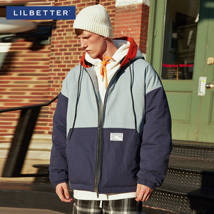 Lilbetter棉袄男 冬装2018新款棉服短款拼接外套连