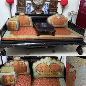 新中式罗汉床垫罩防滑红木沙发坐垫中国风定做定制靠垫靠枕棕海绵