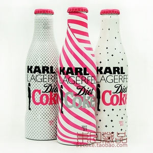 3瓶套装满水 英国可口可乐karl卡尔拉格菲尔德老佛爷限量纪念铝瓶