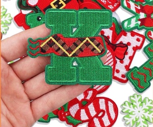 圣诞节字母刺绣布贴DIY补丁贴装饰刺绣贴有背胶