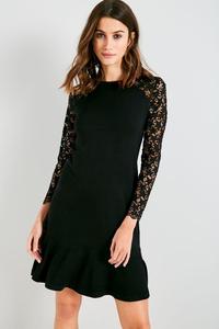 英国品牌 JACKWILLS 黑色蕾丝气质连衣裙 半透明袖短