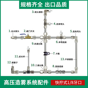 快拧式1/8牙口高压专用接头 人造雾景观喷雾造景红宝石撞击式喷嘴