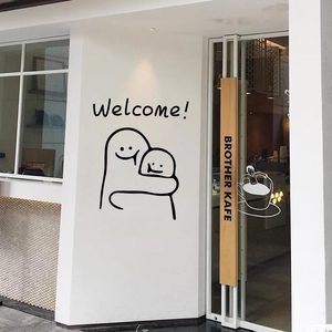 欢迎光临 韩国ins风玻璃橱窗服装店奶茶甜品蛋糕店铺装饰墙面贴纸
