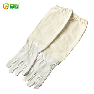 益养蜂新型养蜂工具白皮帆布优质羊皮手套养蜂手套防加厚防护