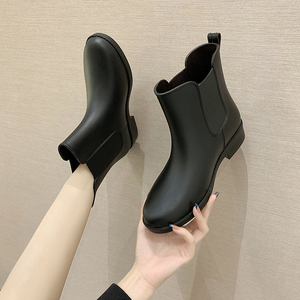 雨鞋时尚外穿四季工作鞋黑色短筒防水防滑耐磨加棉雨靴保暖水鞋女