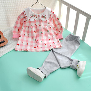 特价婴儿纯棉分体2件套洋气秋长袖外穿小香风1岁宝宝秋装女宝套装