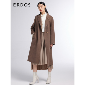 【3期免息】ERDOS 无染色双面拉绒毛呢大衣女牦牛绒羊绒长款外套