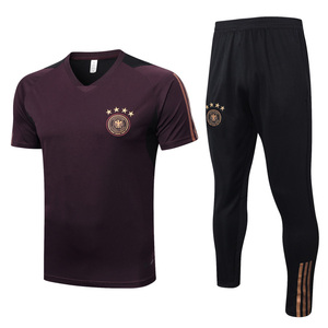 2223德国队足球训练服短袖V领T恤国家队足球运动长裤大码男球迷版