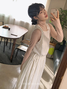 现货【直邮】韩国代购2023年冬季新款仙女刺绣长裙纯色拼接连衣裙