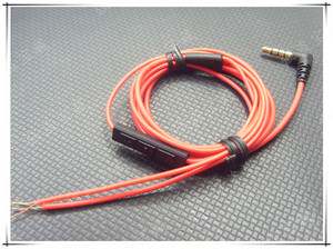 DIY耳机线 老铁家红色手机耳机线材 带麦耳机线 苹果用 音量加减