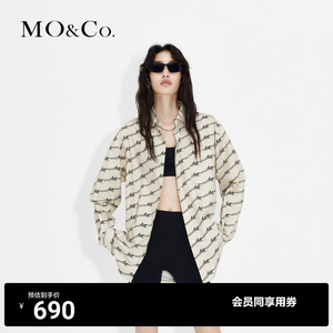 MOCO复古MC老花中性极简风纯棉衬衫衬衣外套设计感小众
