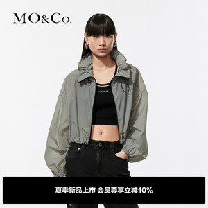 MOCO2024夏新品抽绳高领短款宽松轻量夹克外套MBD2COT001摩安珂