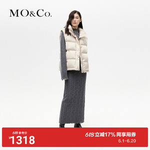 【90%鸭绒】MOCO2023冬新品学院风贴布绣立领羽绒马甲背心外套女