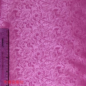 布料厂家直销100D*150D时尚经典粉色芙蓉玫瑰花染色涤纶提花布