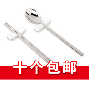韩式不锈钢实心扁形筷子勺套装韩式铁筷子勺子长柄汤勺拌饭扁筷