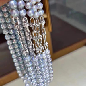 DIY珍珠配件 S925 纯银马蹄扣 单排项链 金色银色 时尚手链串珠扣