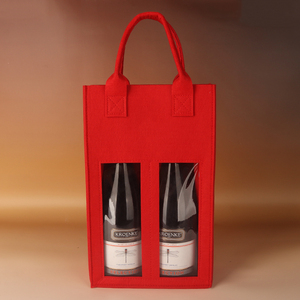 红酒礼品袋双支装礼盒皮盒毛毡葡萄酒盒空盒子现货手提礼品酒袋