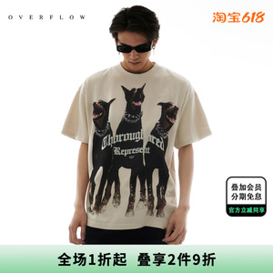 REPRESENT 24SS THOROUGHBRED 胸前猎犬印花水洗做旧短袖T恤
