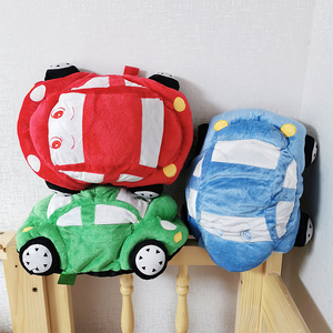 外单 有蹭色可爱红蓝绿三色小汽车造型抱枕毛绒玩具手捂午睡靠枕
