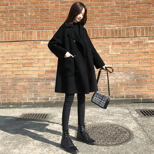 小个子双面羊绒大衣女2023年秋冬新款韩版高端中长款黑色毛呢外套