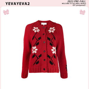 YEVA 郑秀晶同款今年流行的漂亮小衫秋冬设计感提花马甲开衫套装