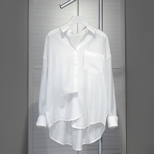 高级垂感白衬衫女春夏新款宽松薄款天丝防晒衬衣法式冰丝开衫外套
